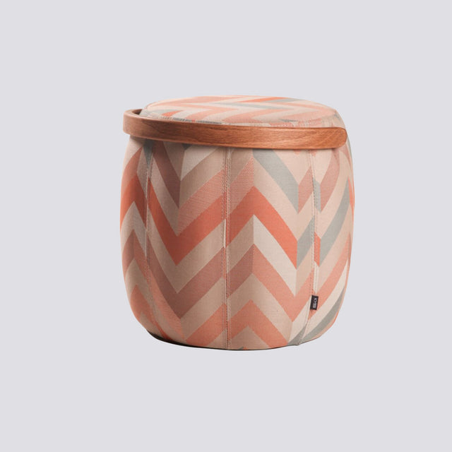 Bakraç Puf - Turuncu Zigzag Ceviz