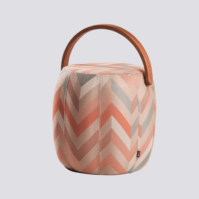 Bakraç Puf - Turuncu Zigzag Ceviz
