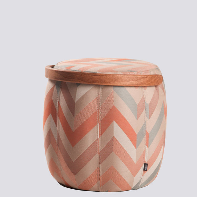 Bakraç Puf - Turuncu Zigzag Ceviz