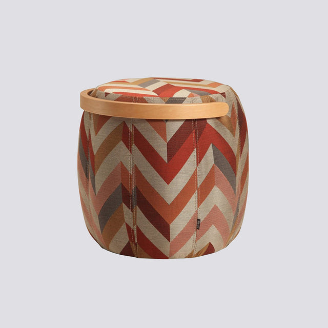Bakraç Pouf - Red Zigzag Natural