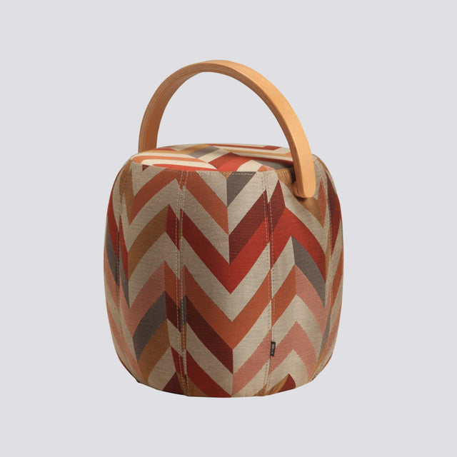 Bakraç Pouf - Red Zigzag Natural
