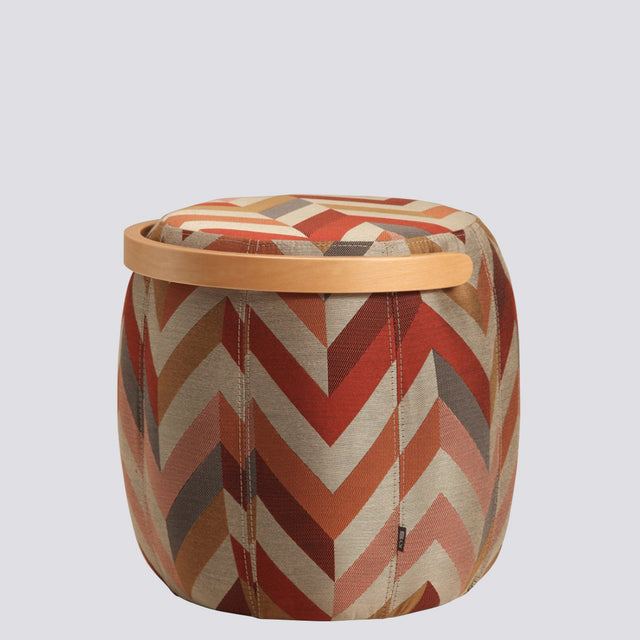 Bakraç Pouf - Red Zigzag Natural