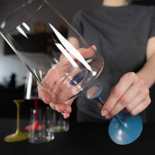 Split Glass – Beyaz Şarap Kadehi & Flüt Bardak – Siyah (2'li Set)