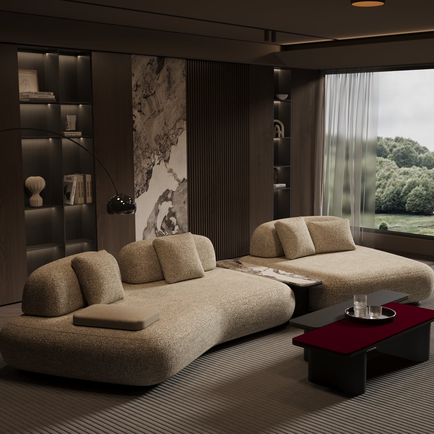 Ruby Triple L-Shaped Sofa with End Table Module