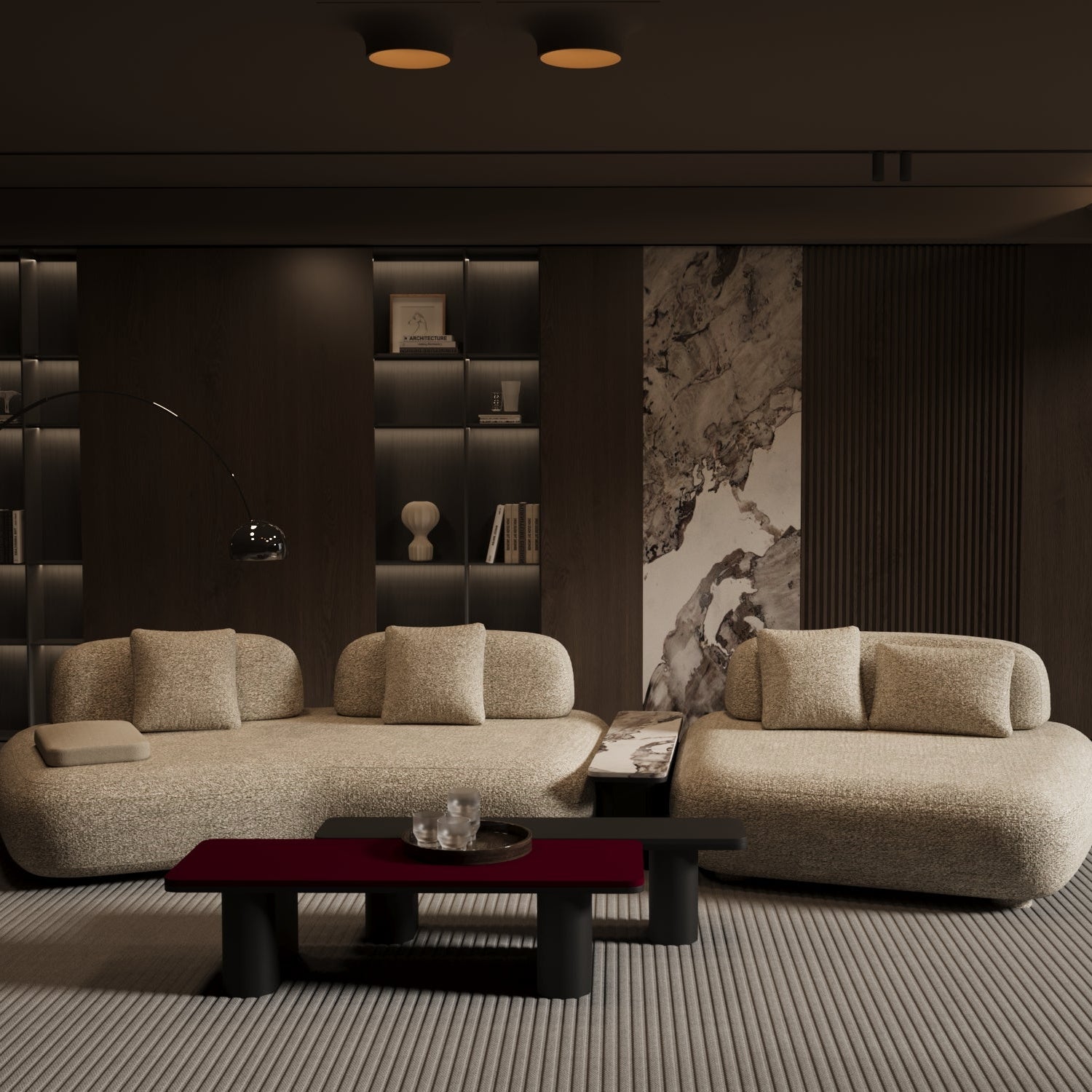 Ruby Triple L-Shaped Sofa with End Table Module