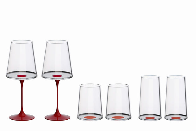 Split Glass – Tüm Bardaklar – Kırmızı (2'li Set)