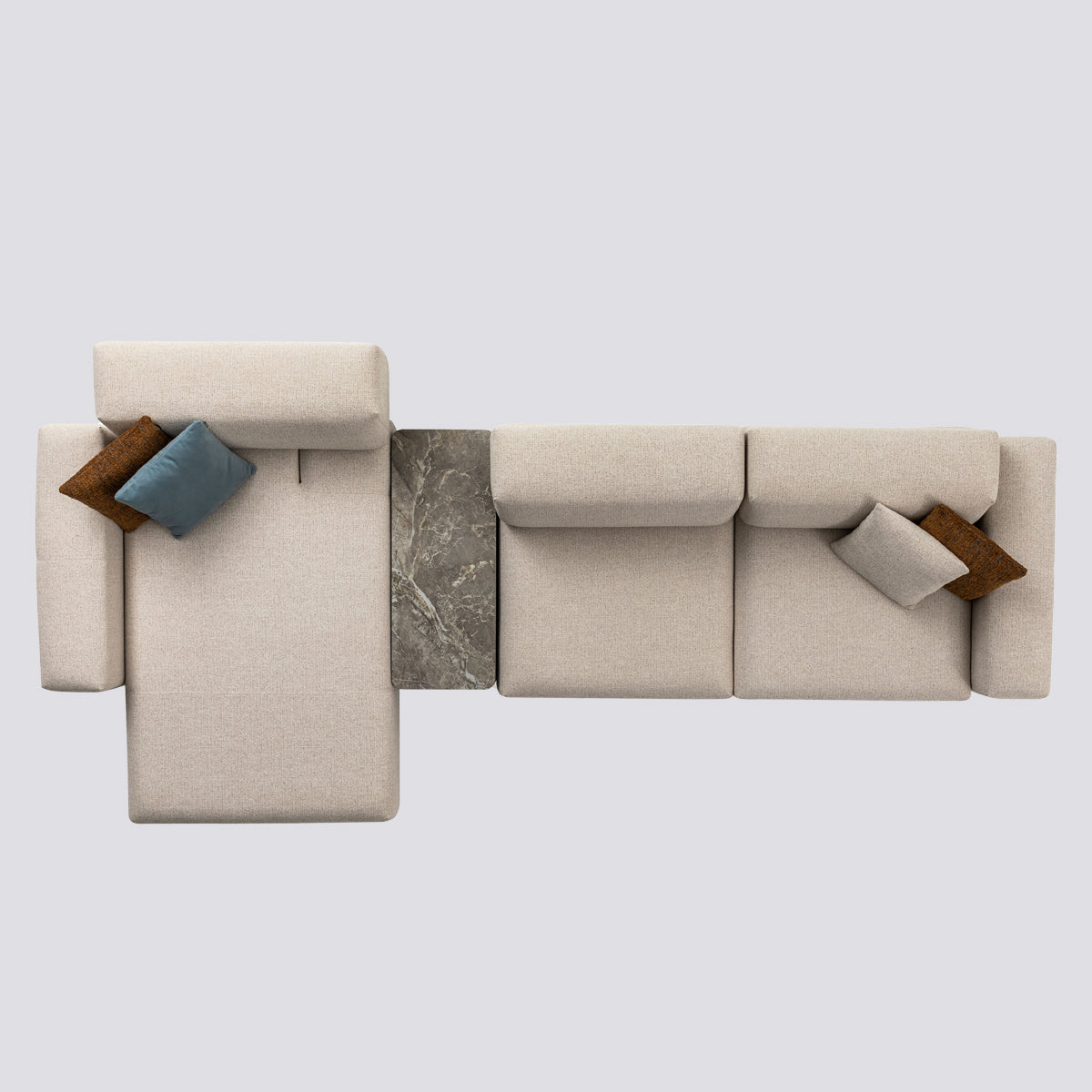 Tierra Triple Daybed Sofa with Side Table Module