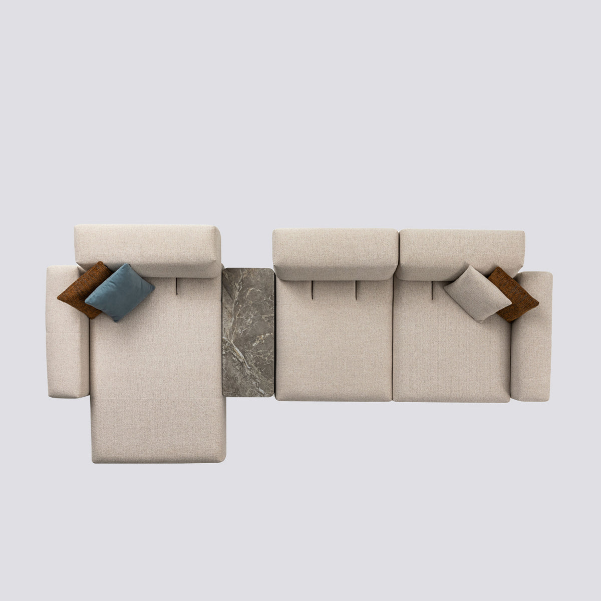 Tierra Triple Daybed Sofa with Side Table Module