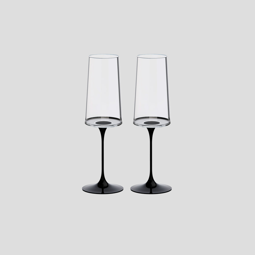 Split Glass – Flüt Bardak – Siyah (2'li Set)