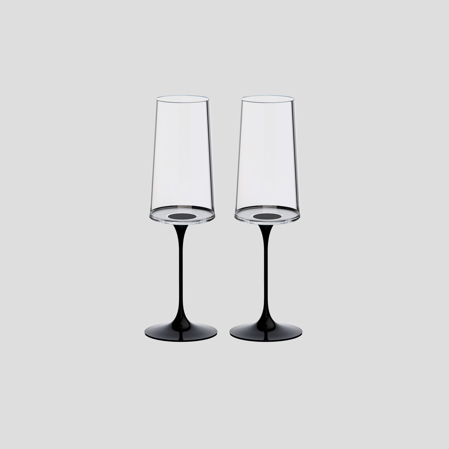 Split Glass – Flüt Bardak – Siyah (2'li Set)