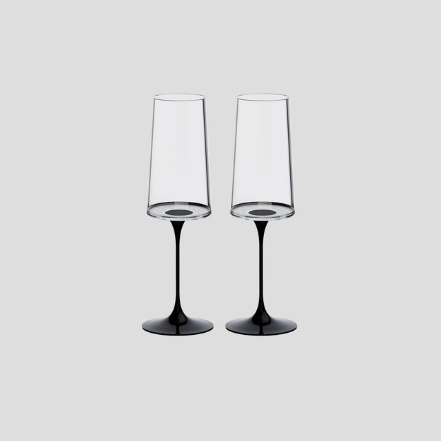 Split Glass – Flüt Bardak – Siyah (2'li Set)