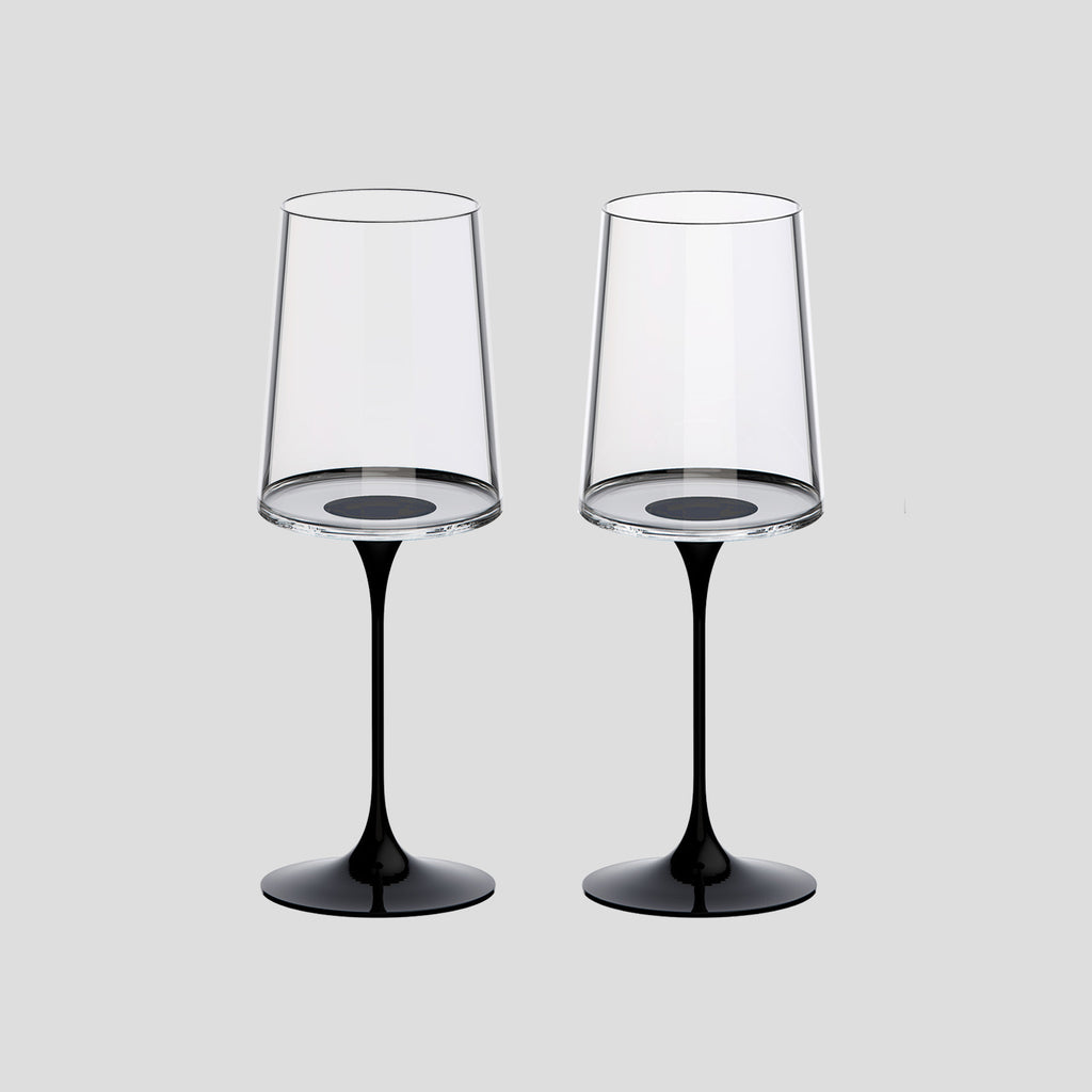 Split Glass – Beyaz Şarap Kadehi – Siyah (2'li Set)